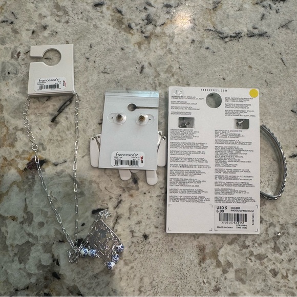 Silver and Blue white Jewelry Set Greece vacation new Francesca’s and forever 21 - Picture 7 of 8